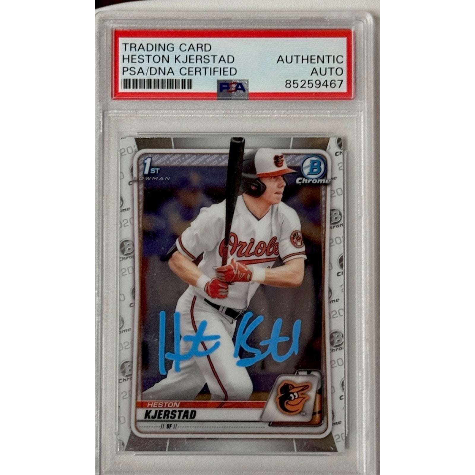 2020 1st Bowman Chrome Rookie Heston Kjerstad Psa DNA Auto BD122 Orioles RC