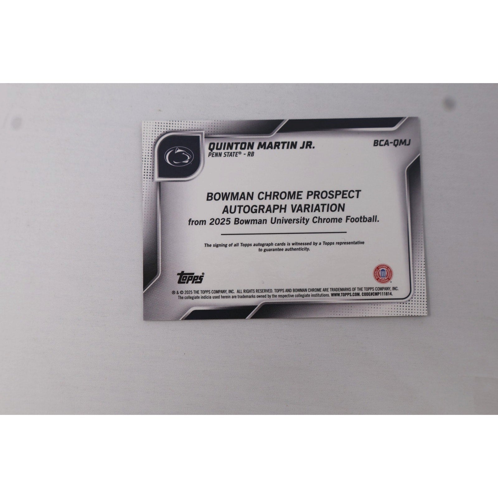 2025 Bowman University Chrome 1st Bowman #BCA-QMJ Quinton Martin Jr Auto Mint