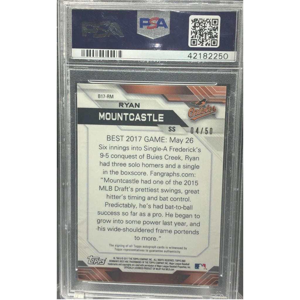 2017 Bowmans Best #B17-RM Ryan Mountcastle Auto Gold Refractor /50 PSA 9 Auto 10