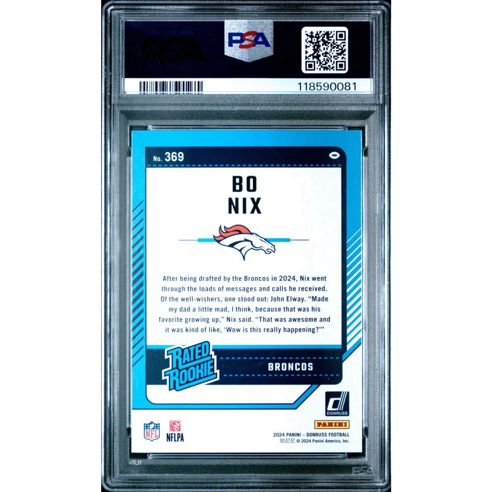 2024 BO NIX PRESS PROOF RED (RC) ROOKIE PANINI DONRUSS #369 PSA 9 Mint Broncos