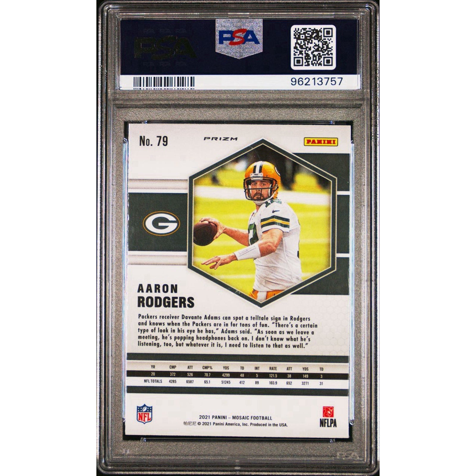 2021 PANINI MOSAIC Aaron Rodgers Camo Pink PSA 10 Gem Green Bay Packers #79