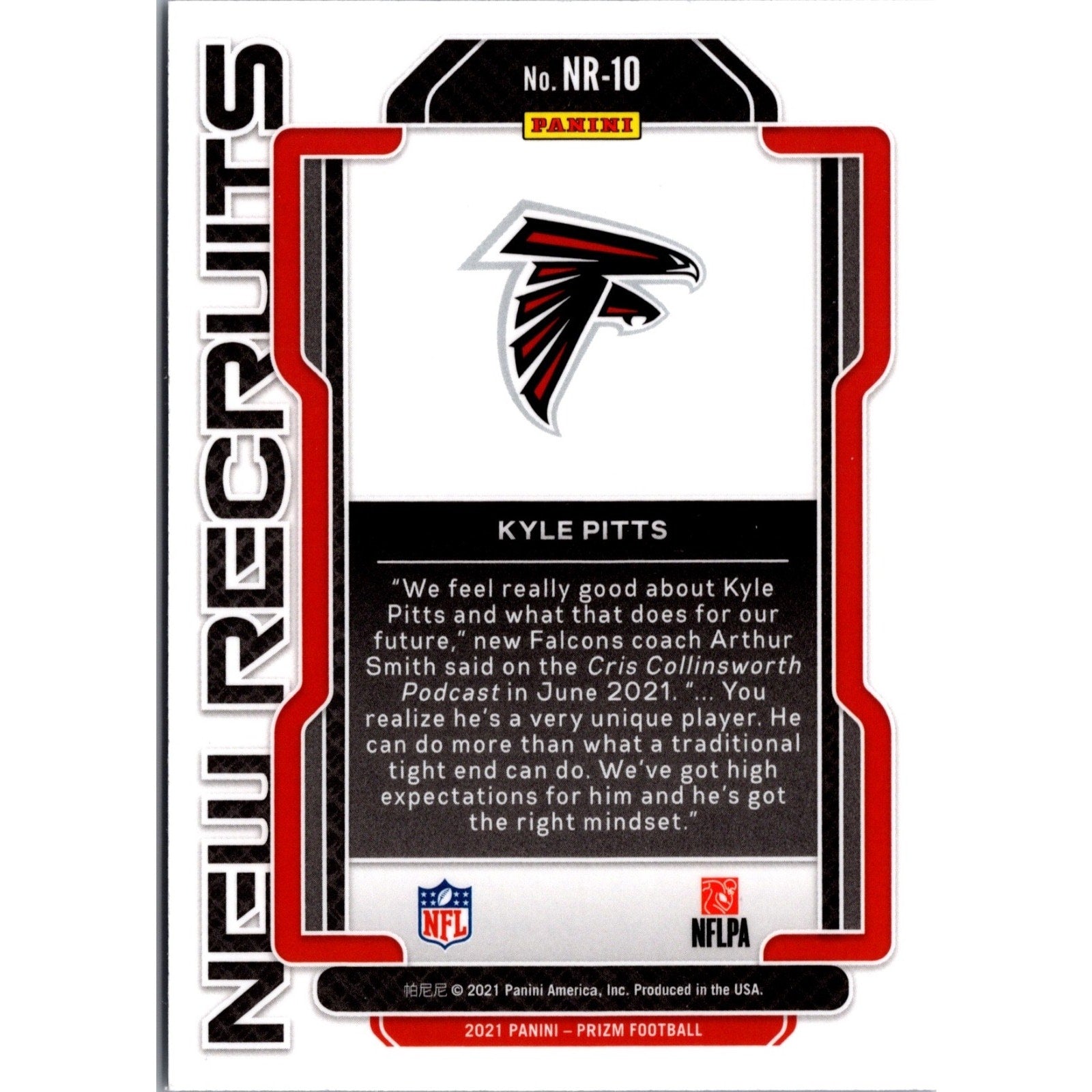 Kyle Pitts 2021 Panini Prizm New Recruits RC #NR-10 Atlanta Falcons Rookie