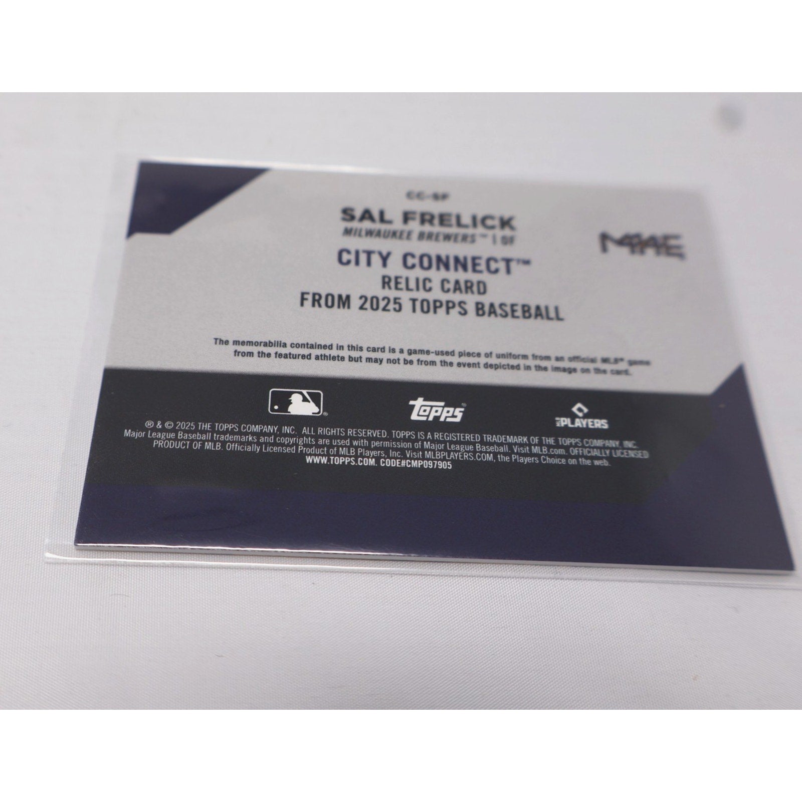 Sal Frelick 2025 Topps Series 1 City Connect Jersey Patch #CC-SF Mint