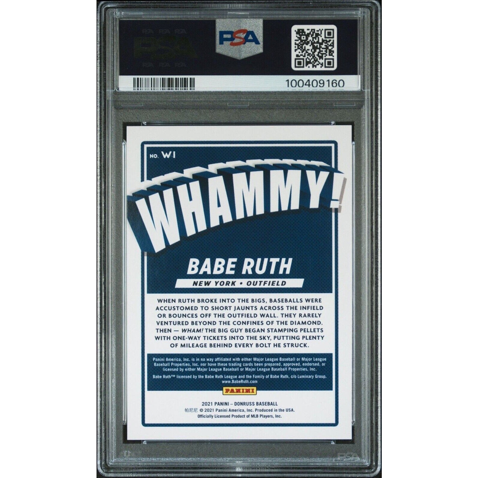2021 PANINI DONRUSS WHAMMY! #W1 BABE RUTH Yankees PSA 9 Mint Baseball MLB HOF