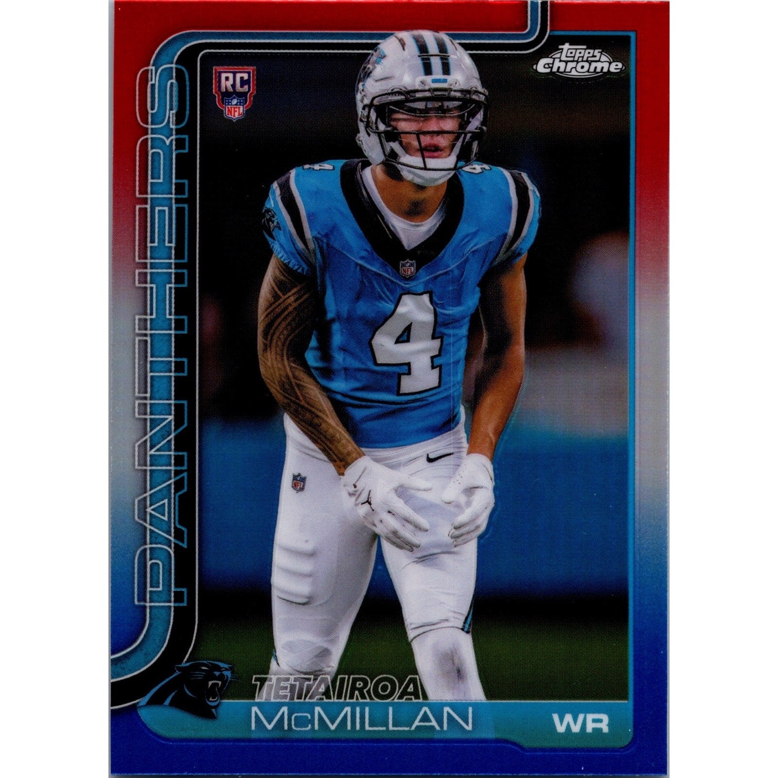 Tetairoa McMillan 2025 Topps Chrome Football Rookie #326 RC Red White Blue