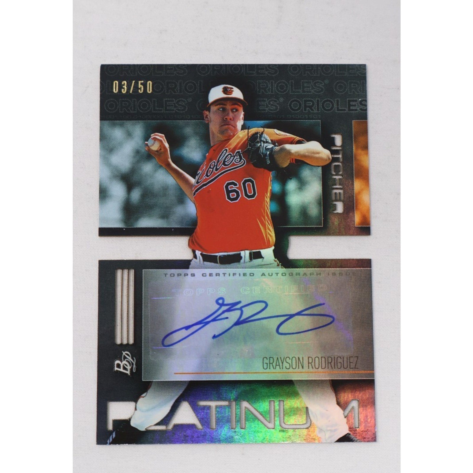 Grayson Rodriguez 2020 Bowman Platinum Die-Cut Autograph SerialNumbered /50