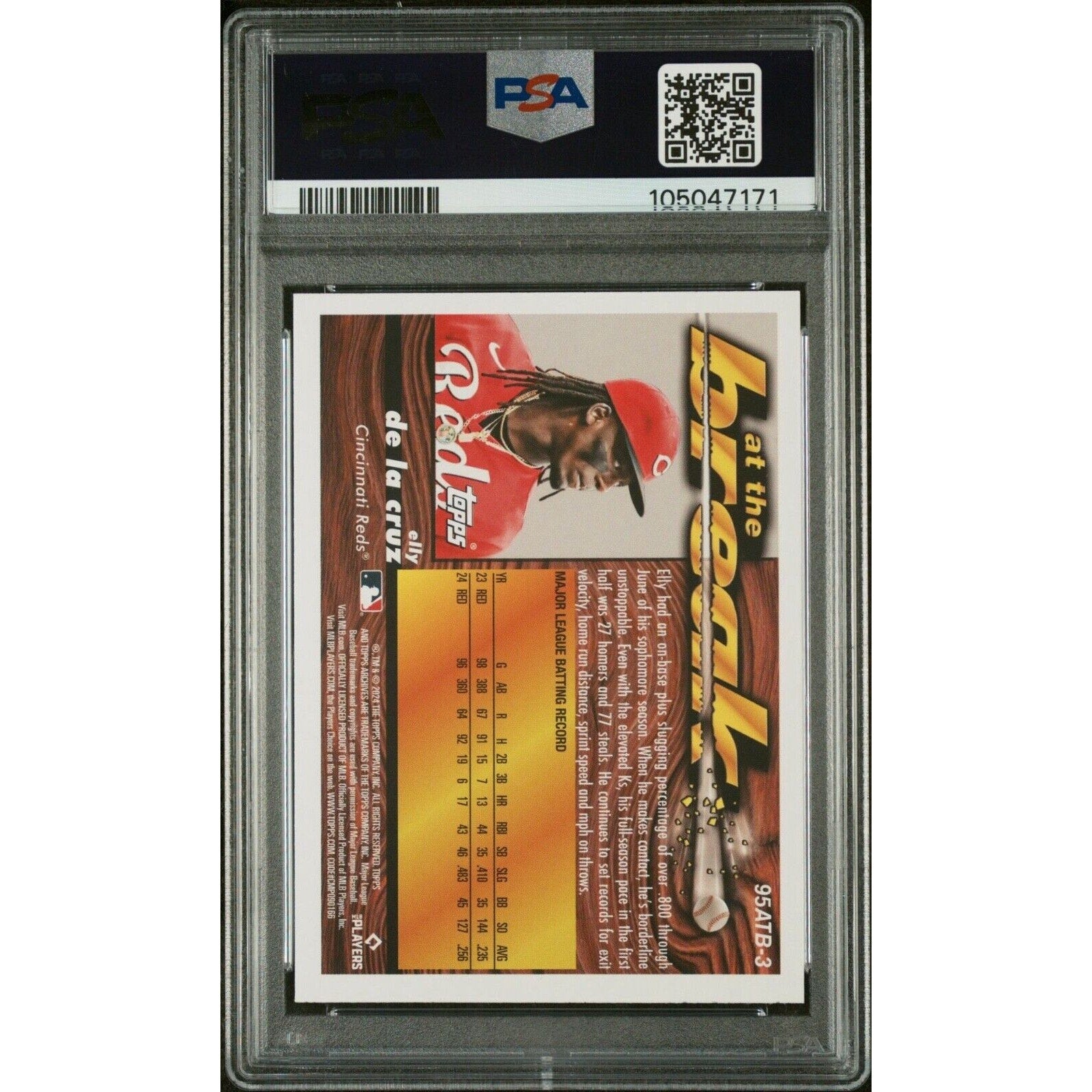 2024 TOPPS ARCHIVES 1995 AT THE BREAK #95ATB-3 ELLY DE LA CRUZ PSA 9 Rookie Reds