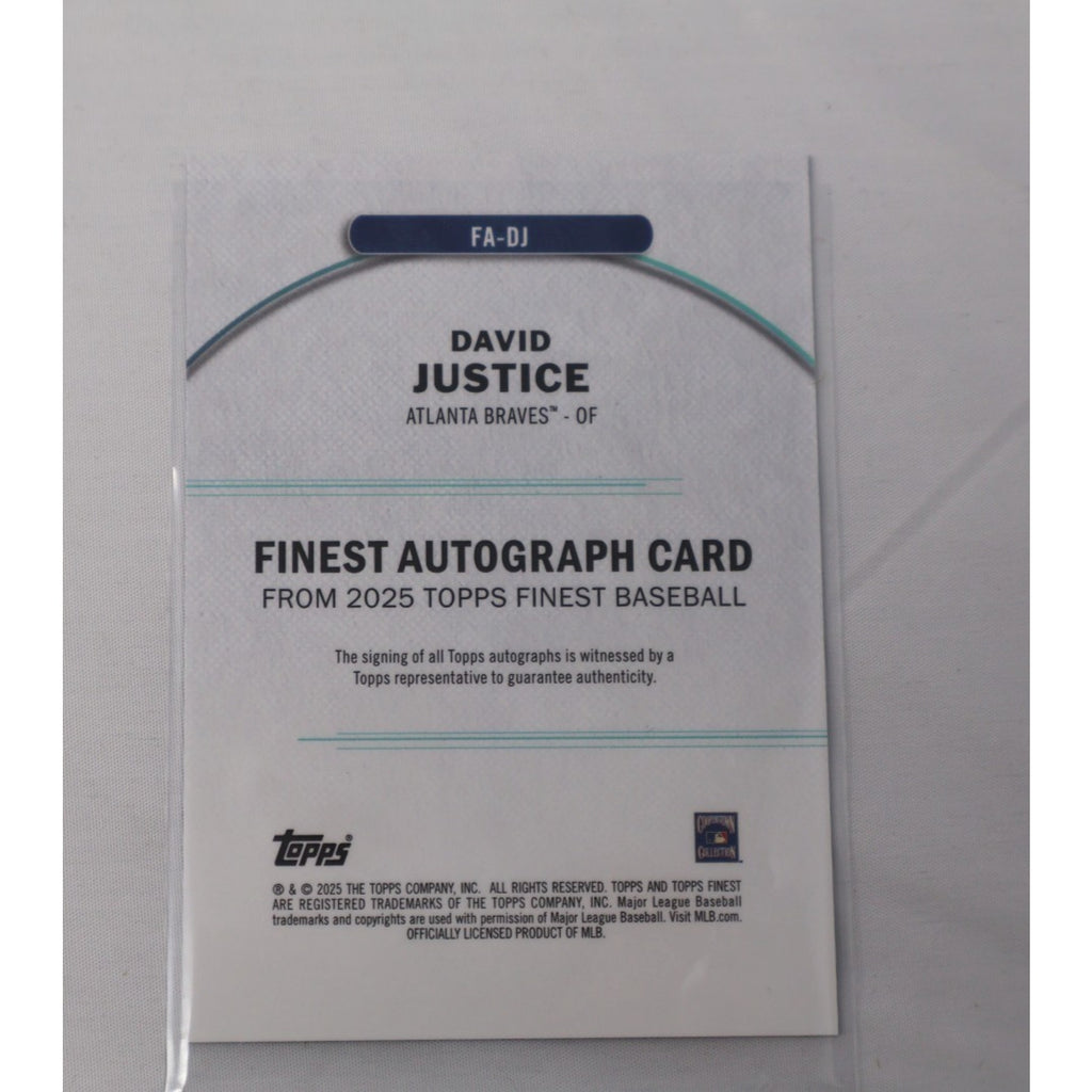 David Justice 2025 Topps Finest Auto #FA-DJ Mint