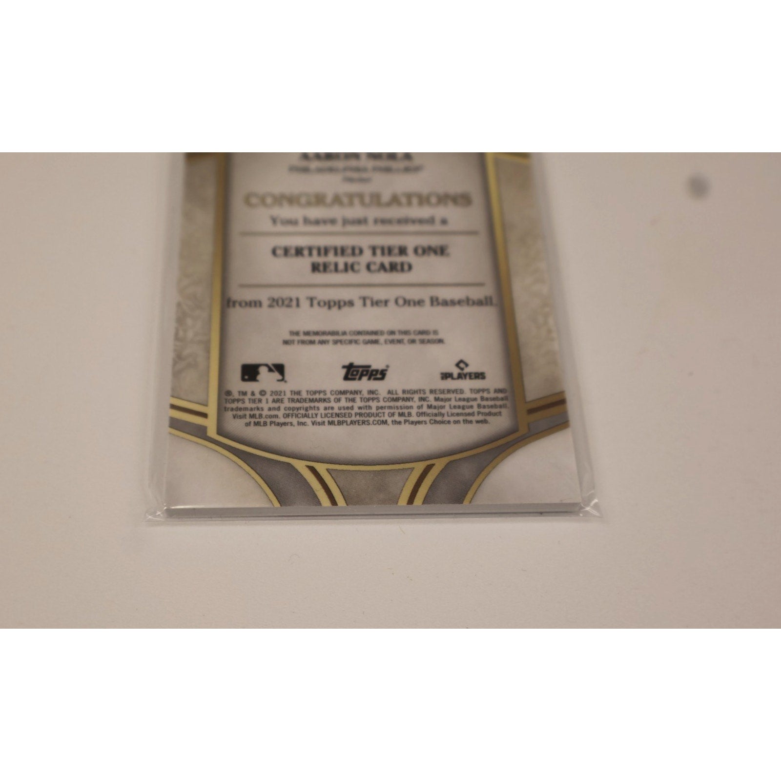 Aaron Nola 2021 Topps Tier One Certified Game Used Memorabilia Card #T1R-AN /399