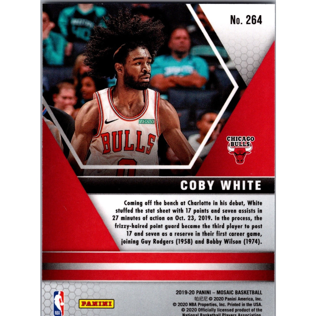 Coby White 2019 Color Match Panini Mosaic NBA Debut #264 (RC) Chicago Bulls Mint