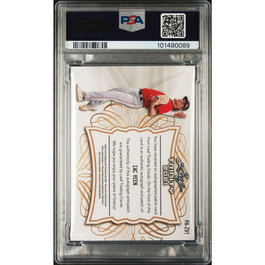 2021 LEAF TRINITY PATCH AUTOGRAPH #ZV1 ZAC VEEN Rockies RPA PSA 10 POP1