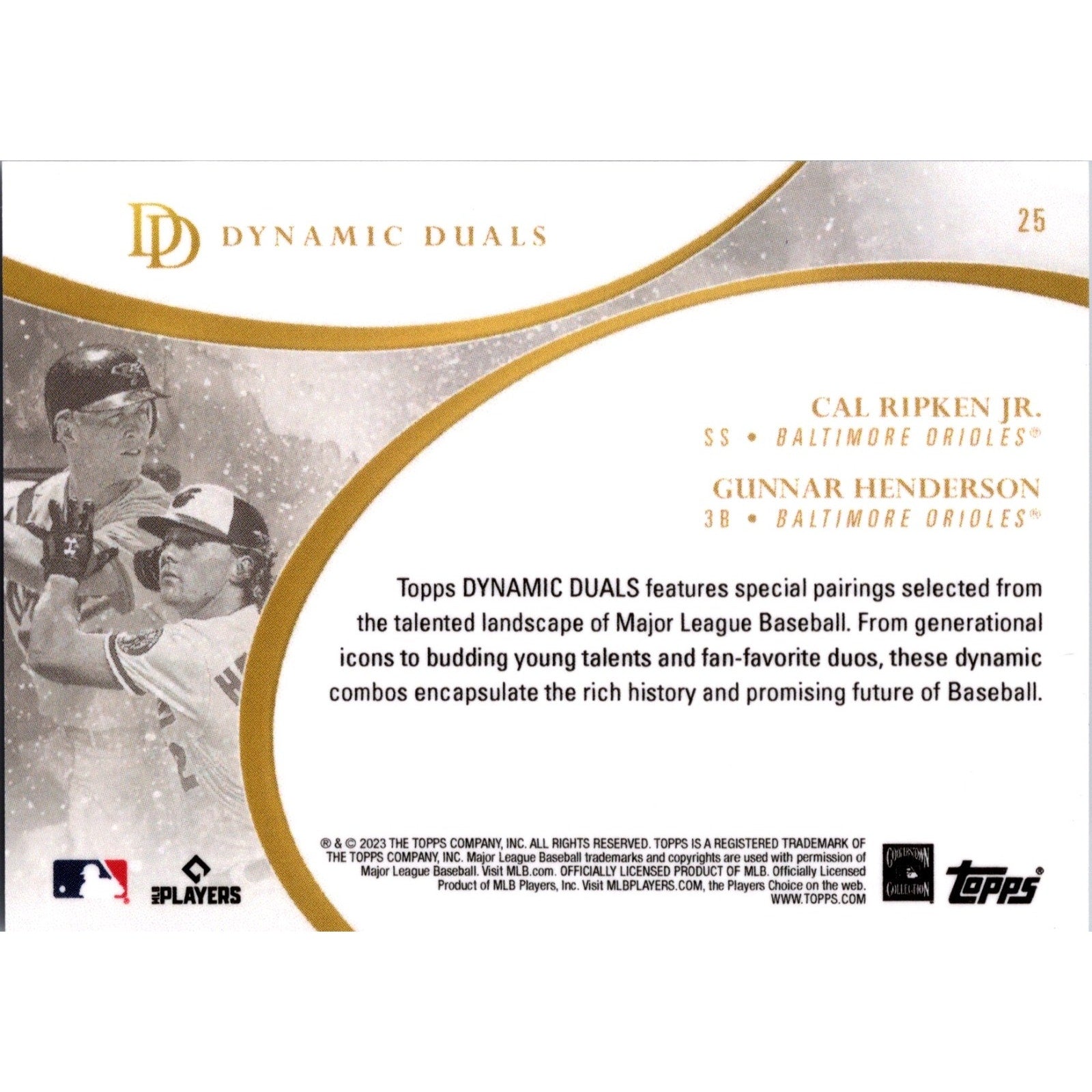 2023 Topps Dynamic Duals Cal Ripken Jr and Gunnar Henderson #25 Mint