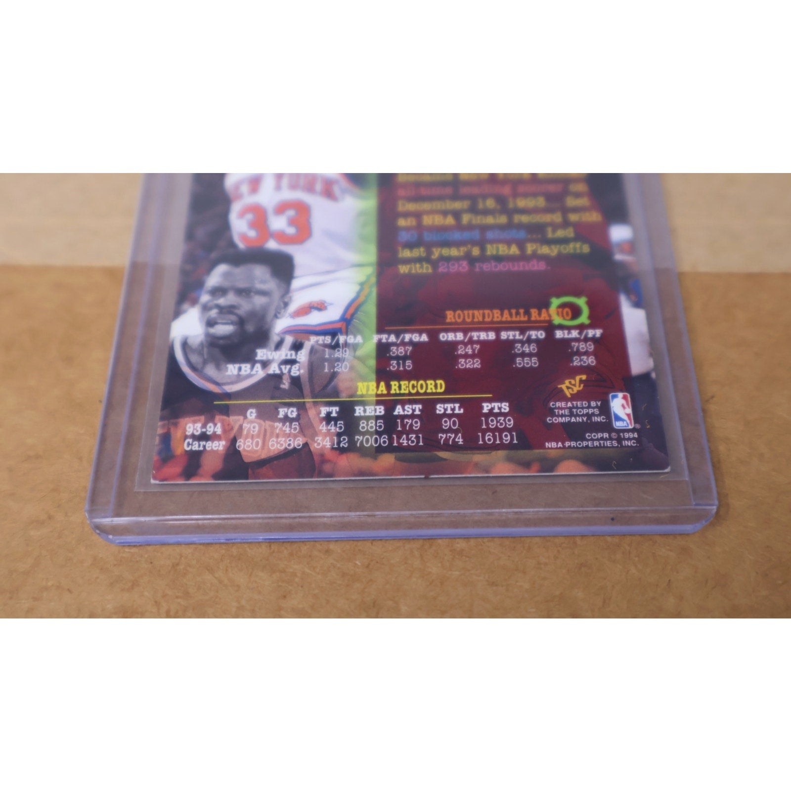 Patrick Ewing Autographed 1994 Topps Stadium Club Card #1 New York Knicks