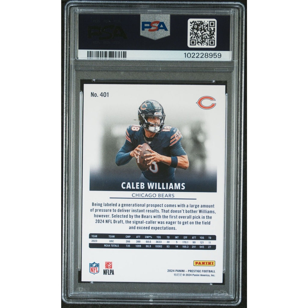 2024 PANINI PRESTIGE CALEB WILLIAMS ROOKIE #401 PSA 10 GEM MINT BEARS RC NFL