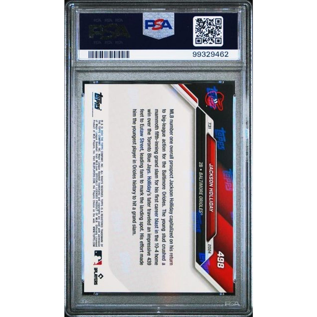 Jackson Holliday 2024 Topps Now Rookie 1st MLB Home Run RC #498 PSA 10