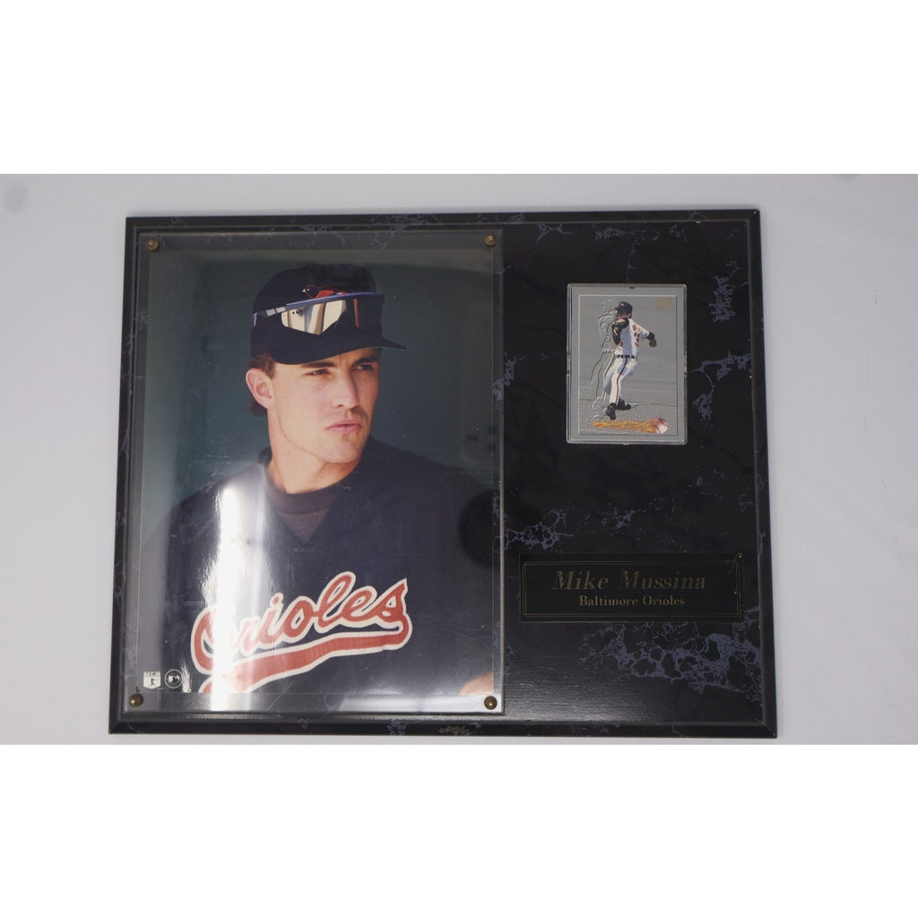 Mike Mussina Baltimore Orioles Wooden Plaque Photo+Baseball Card Great Condition