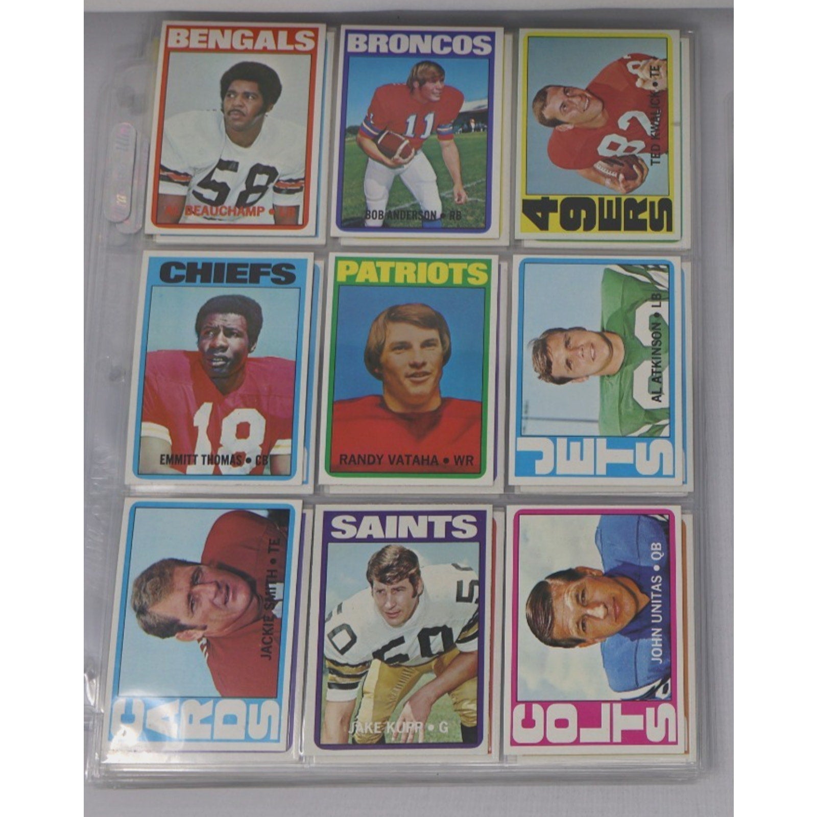 Lot Of 9 Topps 1972 Football Cards NM Or Better Unitas Thomas Smith... HOFs