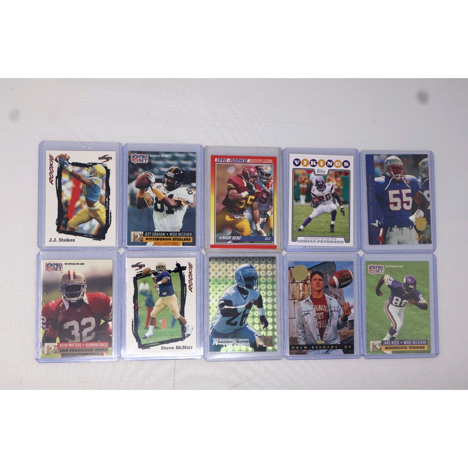 Lot Of 10 Star Rookies 90s Football Cards Mint For $15 Free Shipping Seau McNair