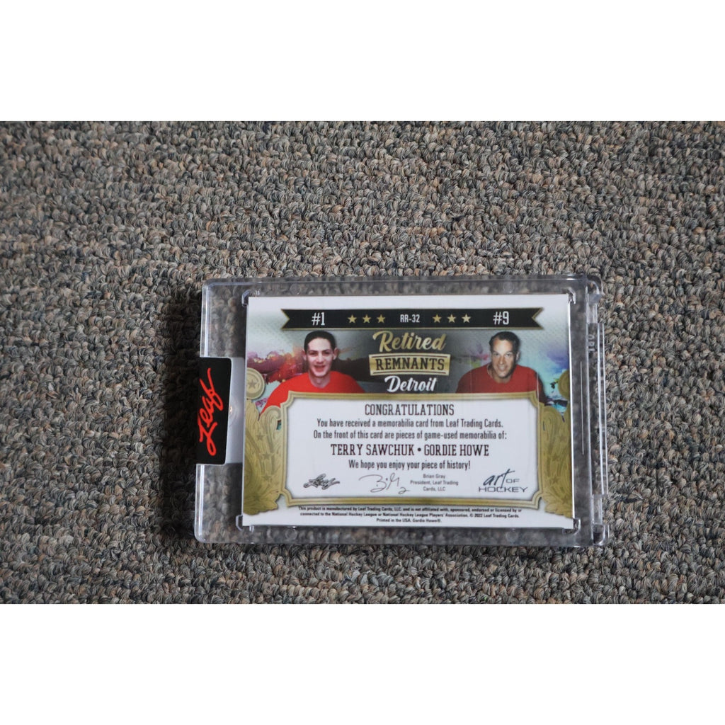 2022 Leaf Art Of Hockey Retired Remnants Gordie Howe Terry Sawchuk #RR-32 4/7