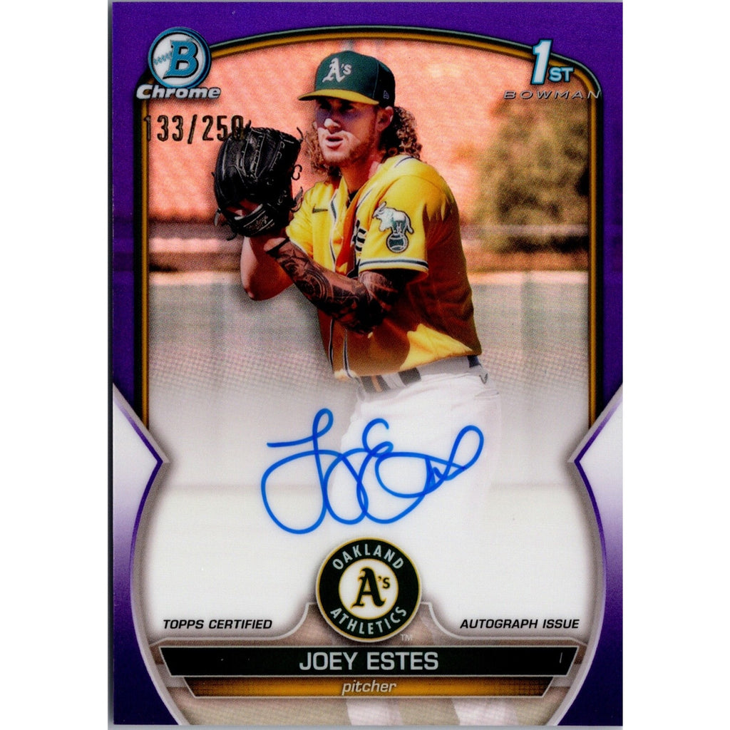 2023 Bowman #CPA-JE Joey Estes Purple Refractor Auto Oakland Athletics