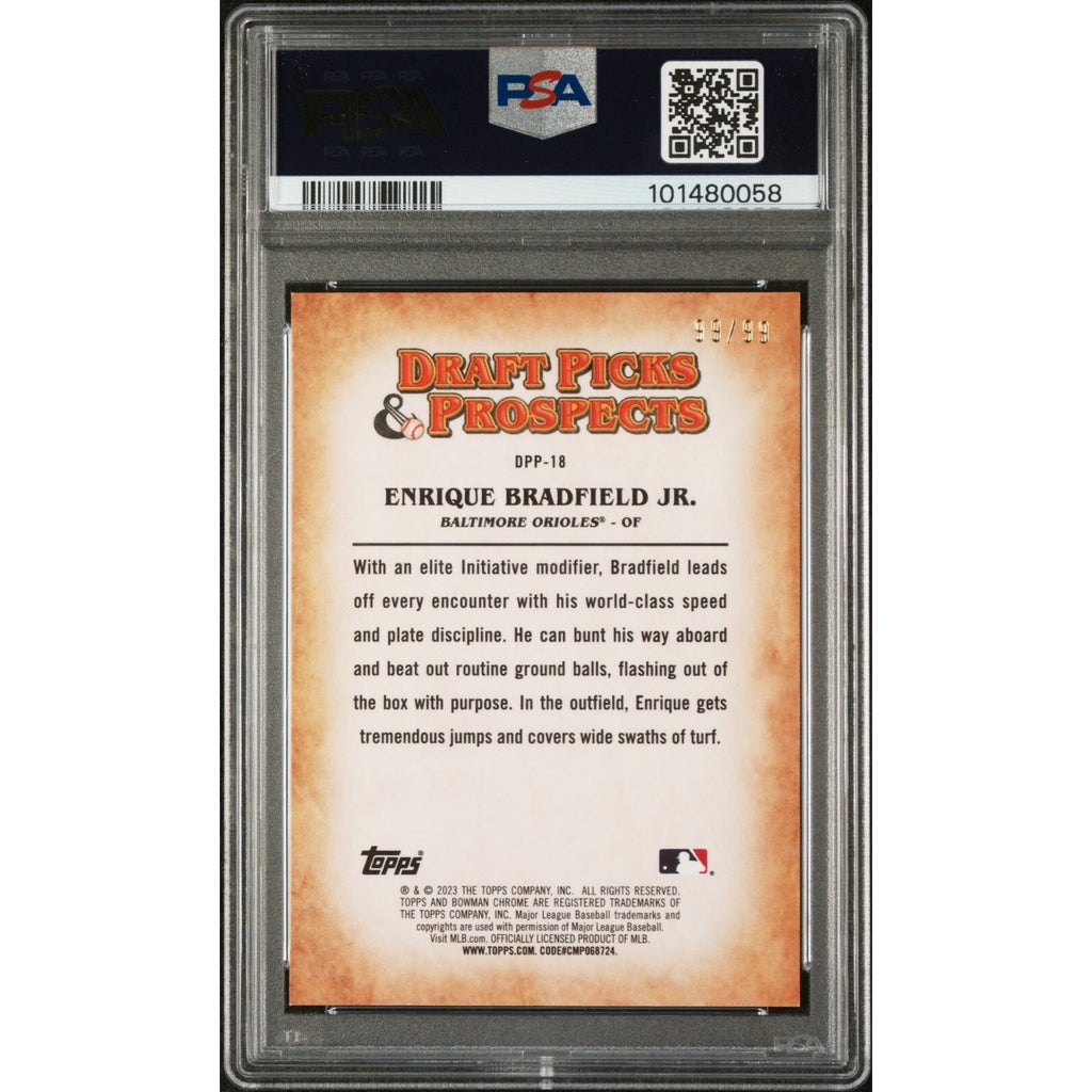 2023 Bowman Chrome Draft Picks Prospects Green /99 Enrique Bradfield Jr. DPP-18