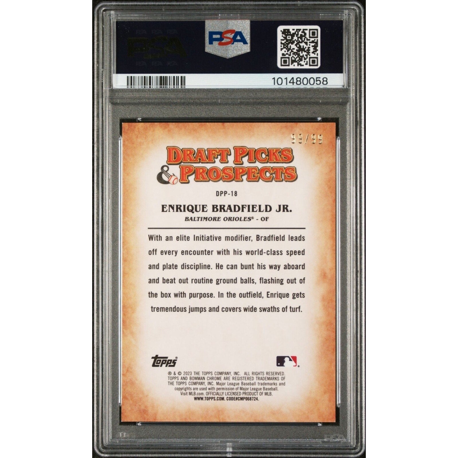 2023 Bowman Chrome Draft Picks Prospects Green /99 Enrique Bradfield Jr. DPP-18