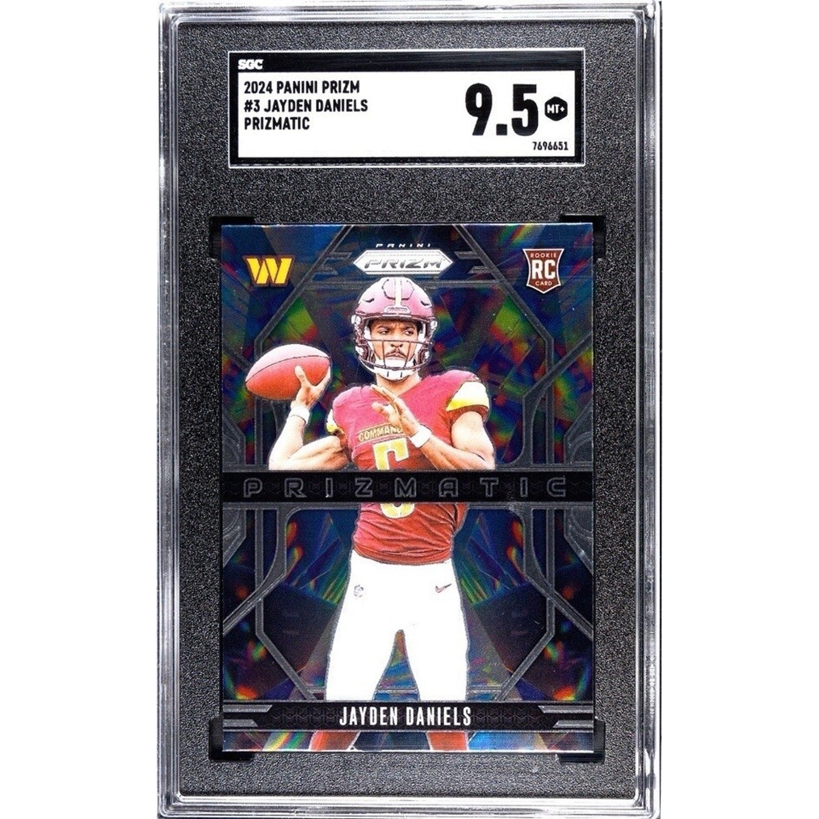 2024 Panini Prizm Prizmatic Jayden Daniels (RC) Rookie SGC 9.5 MINT+ Commanders