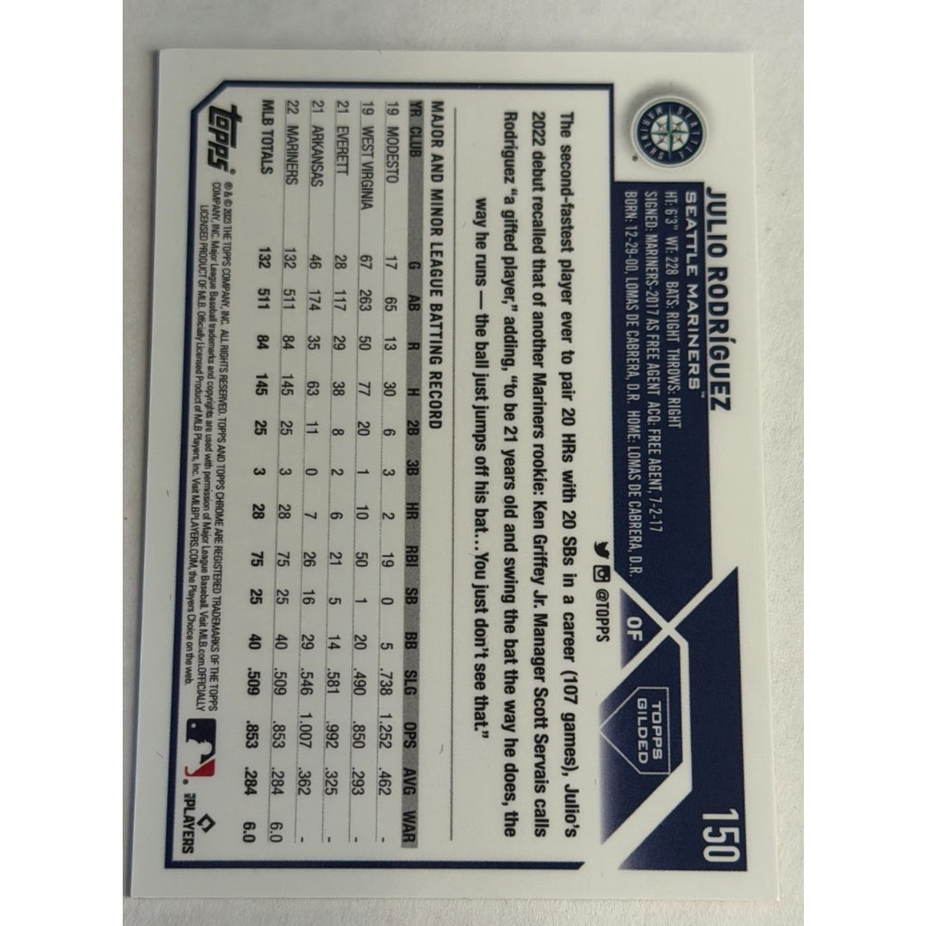 Julio Rodriguez 2023 Topps Gilded #150 Gold Etch /99 Mariners Rookie All Star