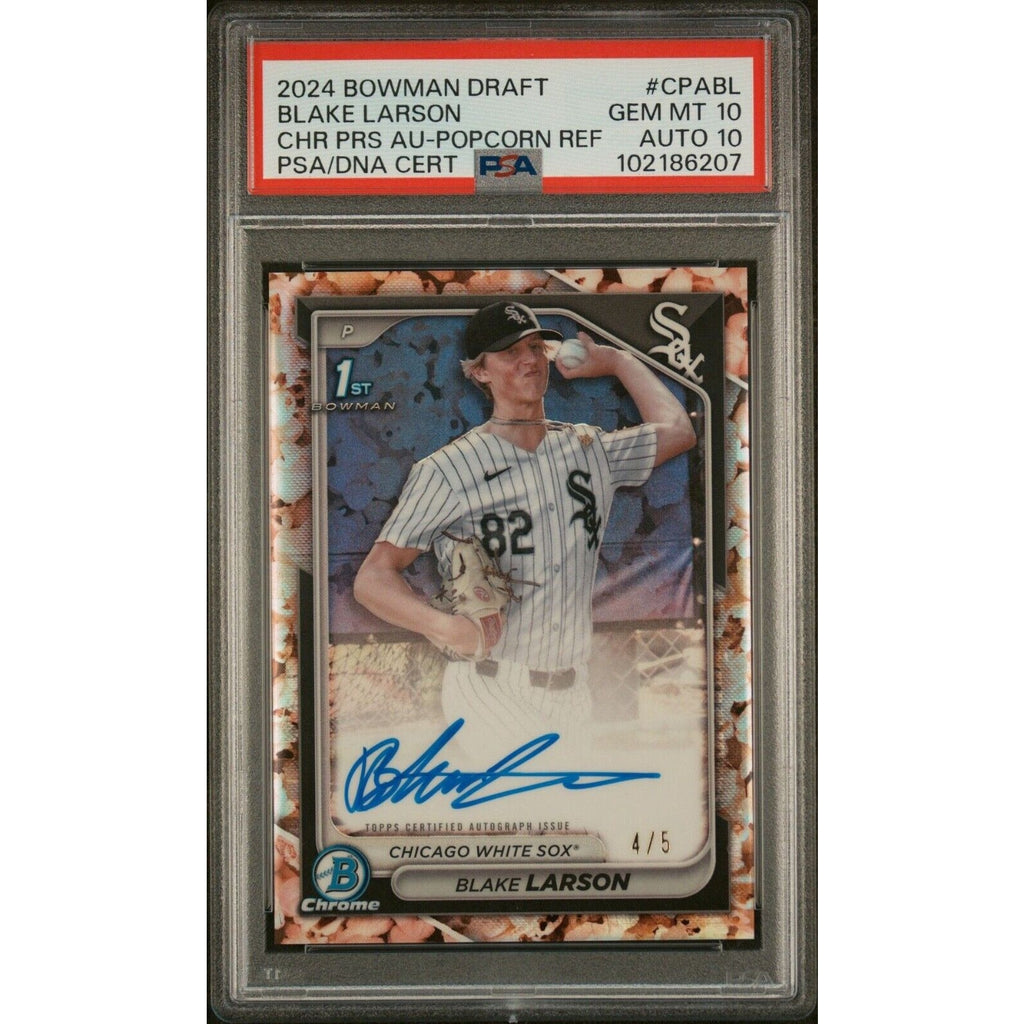 2024 Bowman Draft Chrome Blake Larson Popcorn Refractor /5 PSA 10 Auto 10 CPA-BL