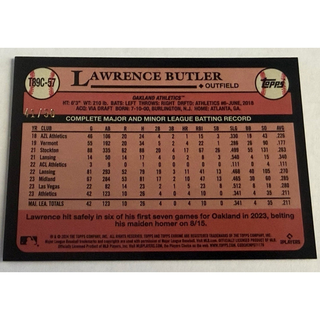 2024 Lawrence Butler Topps Series 1 Gold Mojo /50 #T89C-57 Rookie