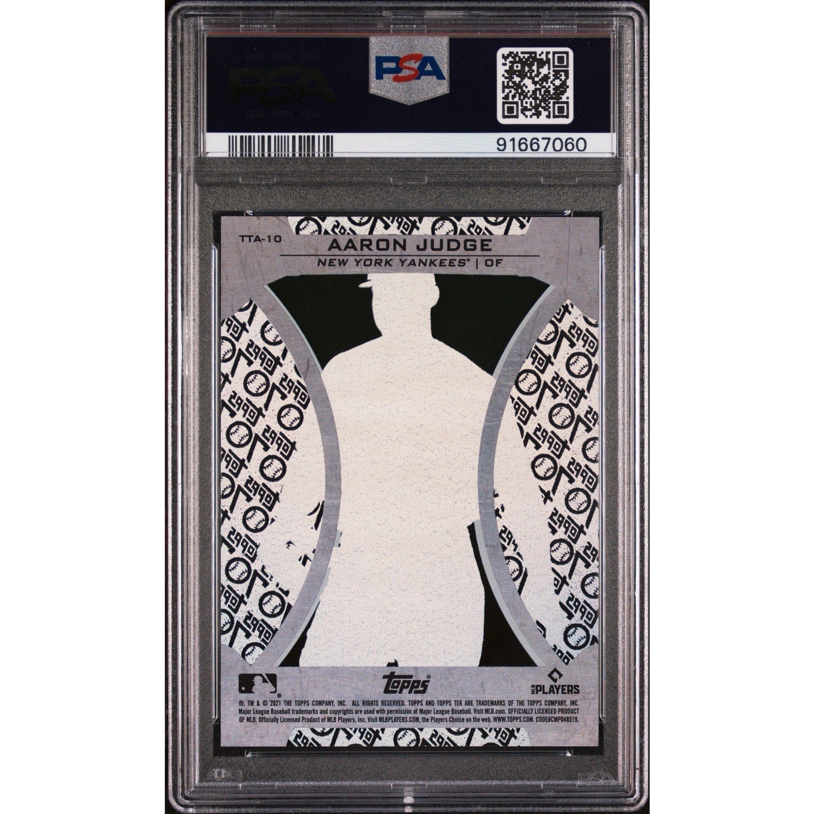 2021 Topps Update Aaron Judge Tek 70th Anniversary #TTA10 PSA 10 Yankees