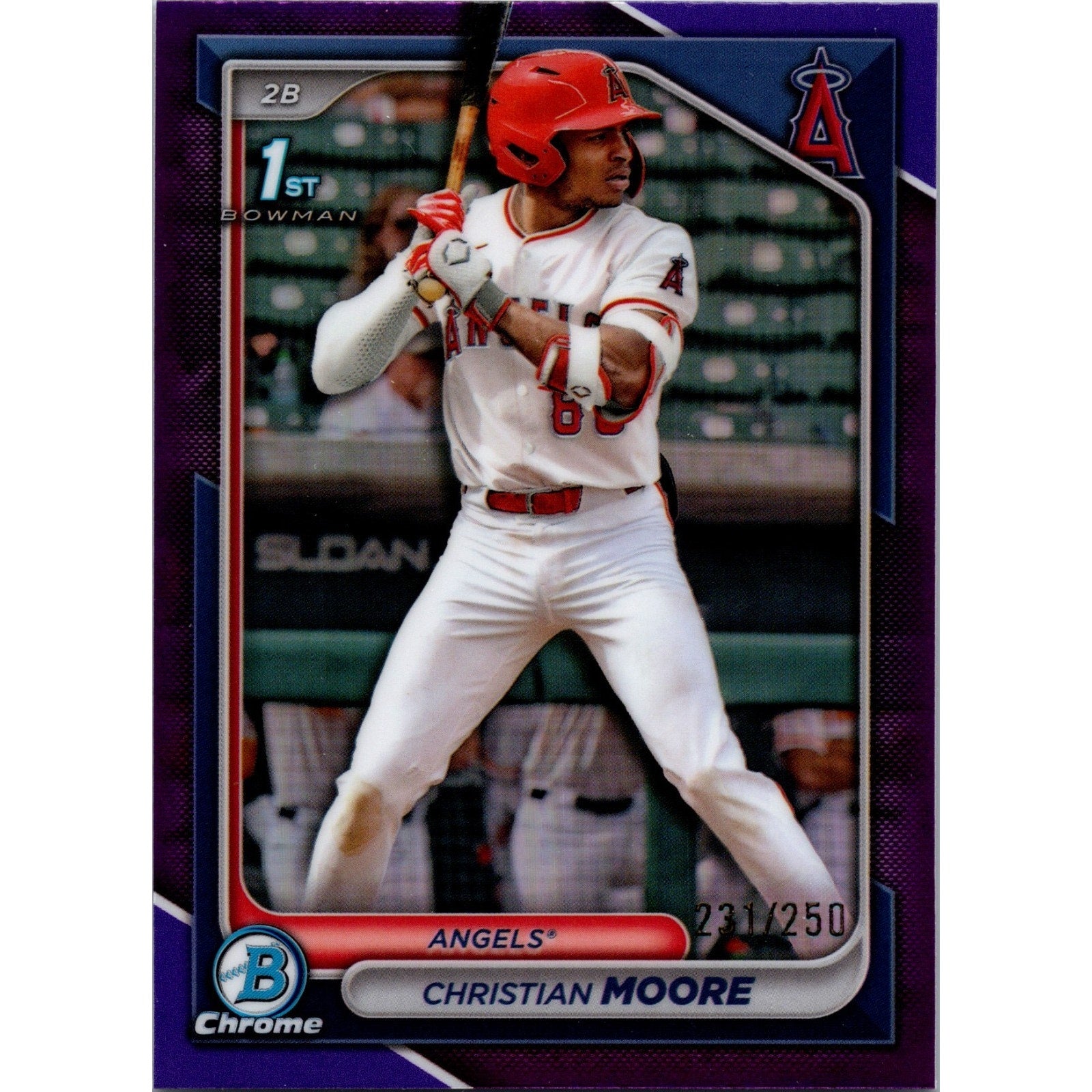 Christian Moore 2024 Bowman Draft Chrome Purple Refractor 1st #245/250 Mint