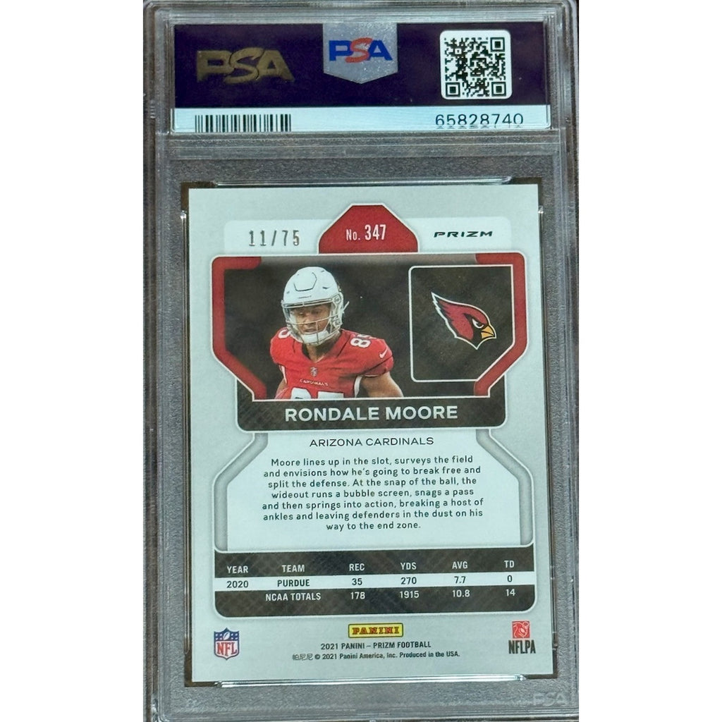 2021 Panini Prizm Green Scope Prizm Rondale Moore #347 RC Cardinals /75 PSA 10