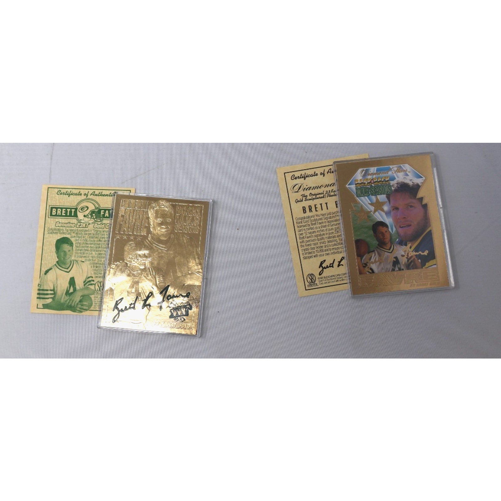 Lot Of 2 Brett Favre 1997 23 Karat Gold Cards Score Board /10000 Box+COA