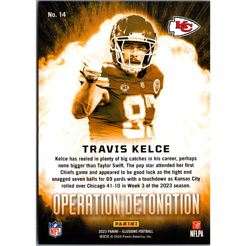 Travis Kelce 2023 Panini Illusions #14 Operation Detonation Kansas City Chiefs