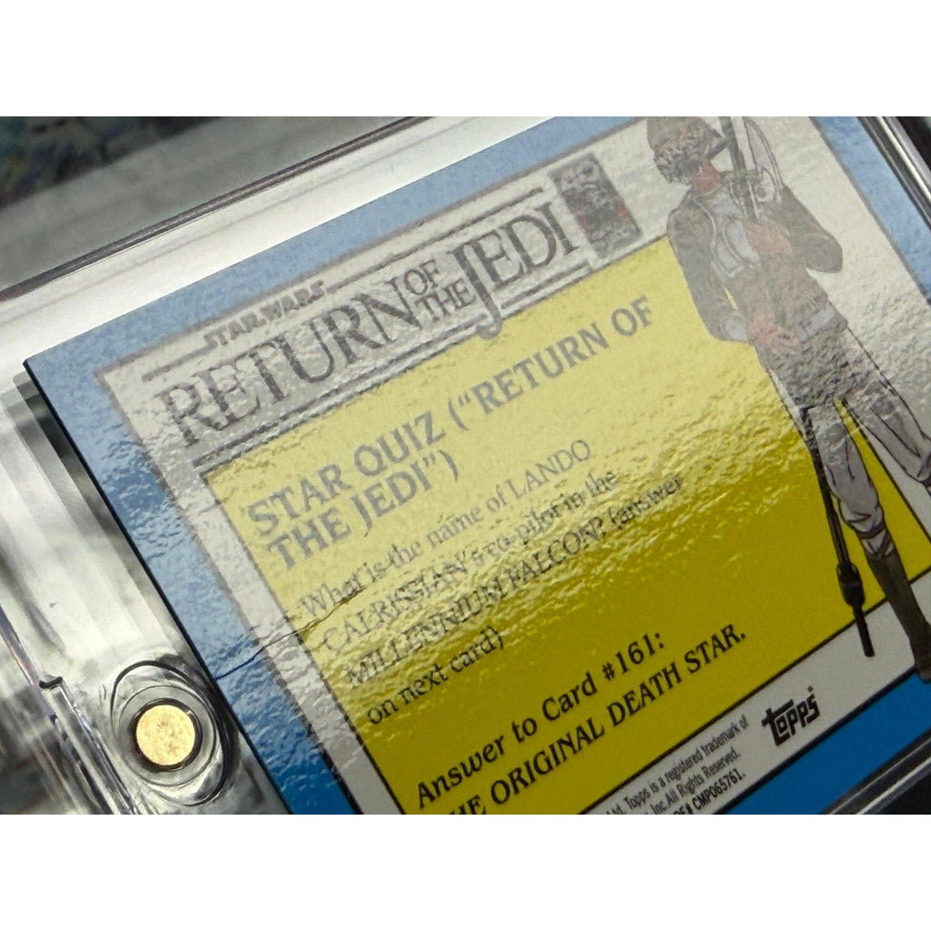 Close-up of card back and serial numbering on 2025 Topps Star Wars Ewoks Shattered Refractor collectible