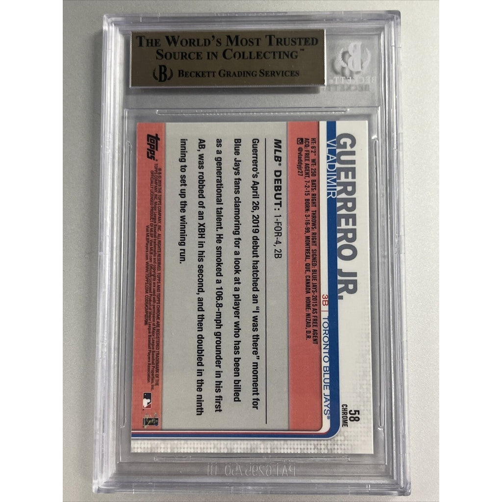 2019 Topps Chrome Update VLADIMIR GUERRERO JR Rookie Debut Card #58 Beckett 9.5