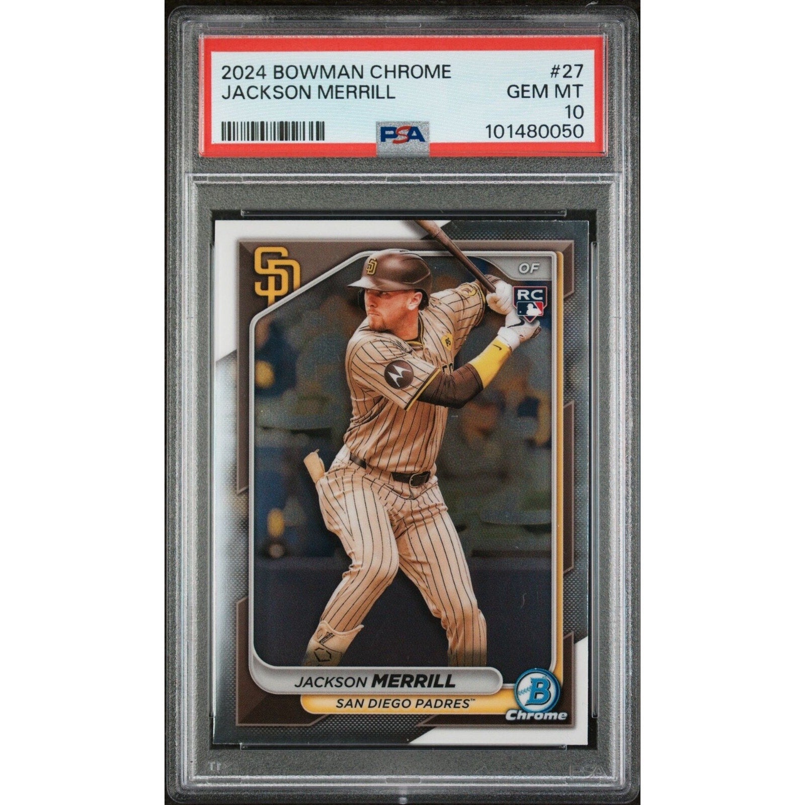 2024 Bowman Chrome Jackson Merrill Baseball Rookie Card PSA 10 San Diego Padres