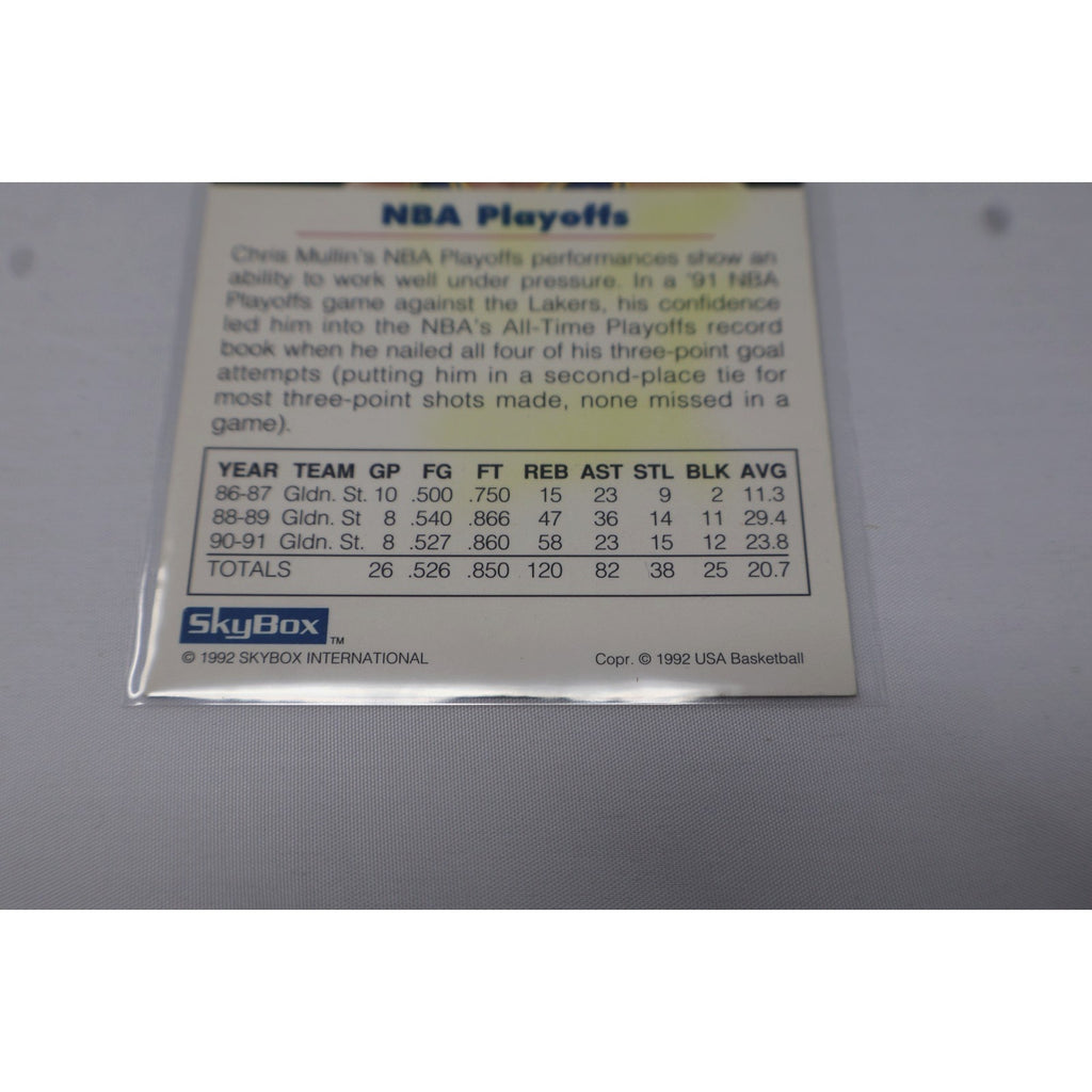 CHRIS MULLIN Signed 92 Skybox USA Basketball NBA Playoffs 60 Coloration On Back