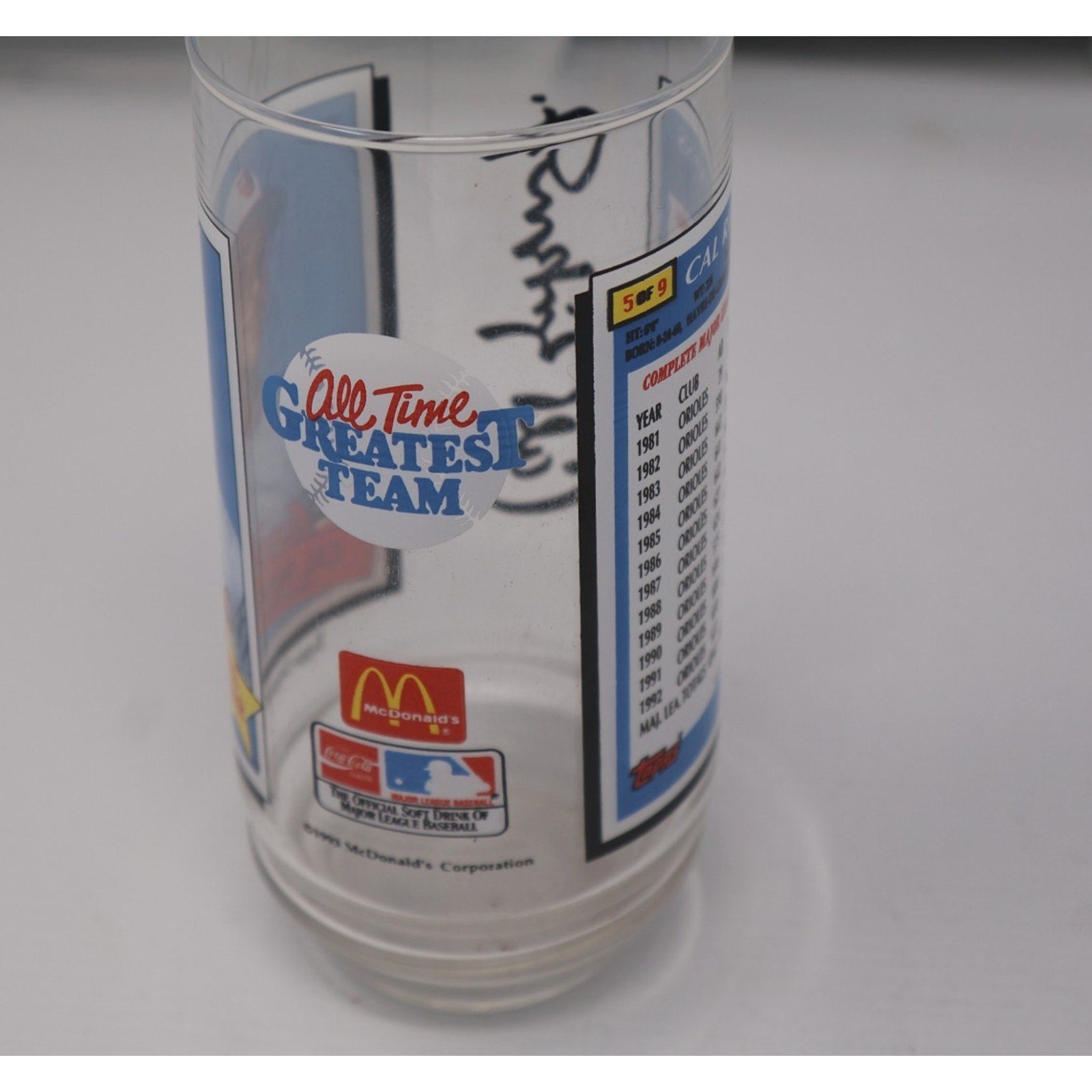 1993 Mcdonalds All Time Greatest Team Glass Tumbler Cal Ripken Jr
