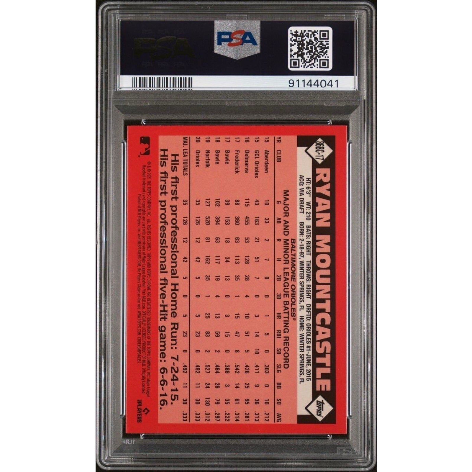 2021 Topps Chrome Ryan Mountcastle 1986 Topps 35th Anniversary #86BC17 PSA 10 RC