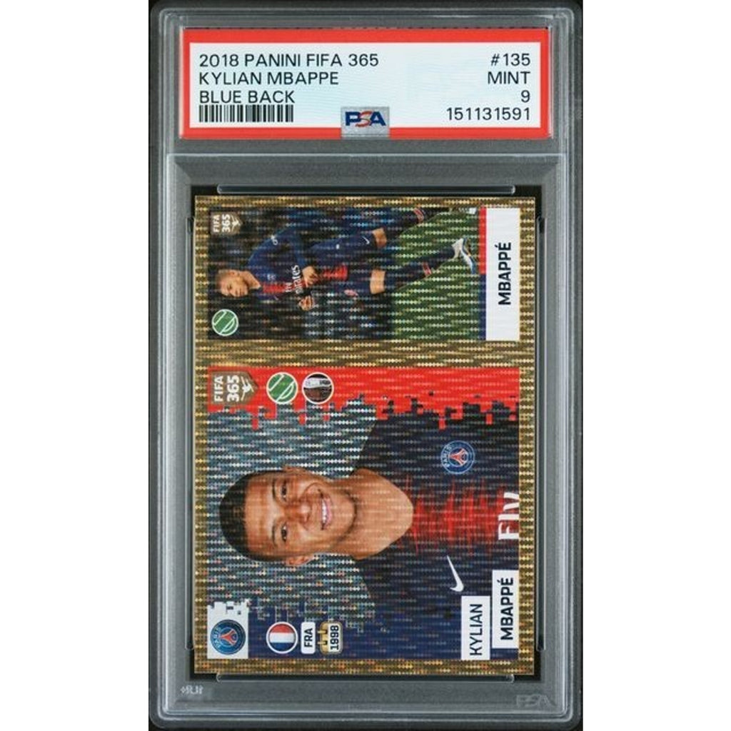 Kylian Mbappe 2018 Panini Fifa 365 #135 Blue Back PSA 9 Mint