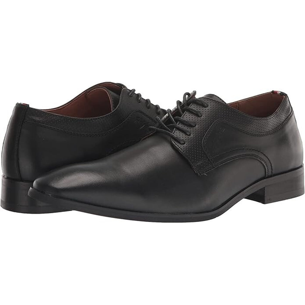 Men's Dress Shoes Tommy Hilfiger Soli Black Lace Up Heel Memory Foam Almond Toe
