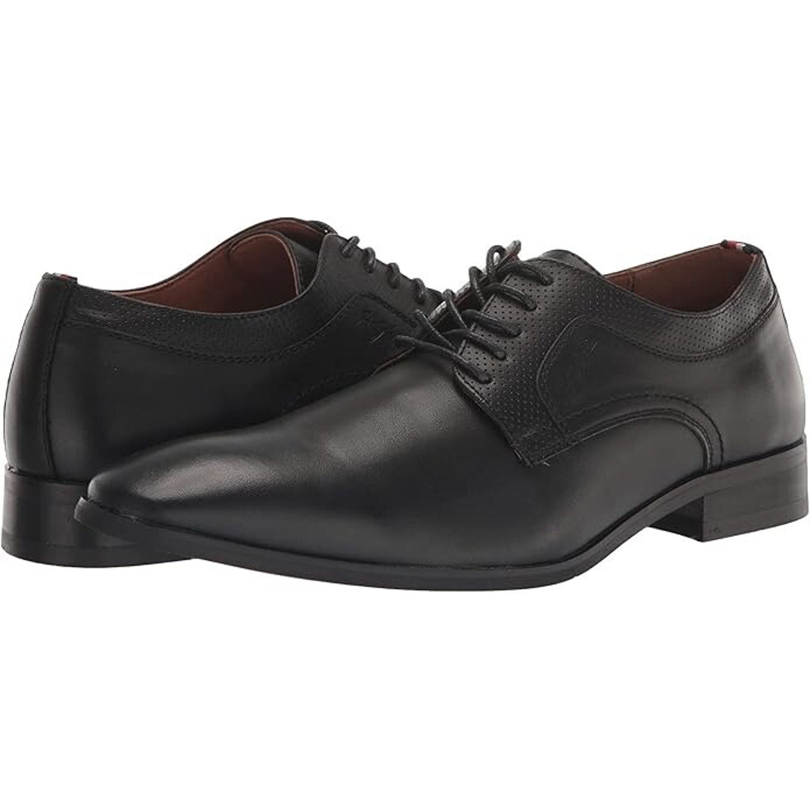 Men's Dress Shoes Tommy Hilfiger Soli Black Lace Up Heel Memory Foam Almond Toe