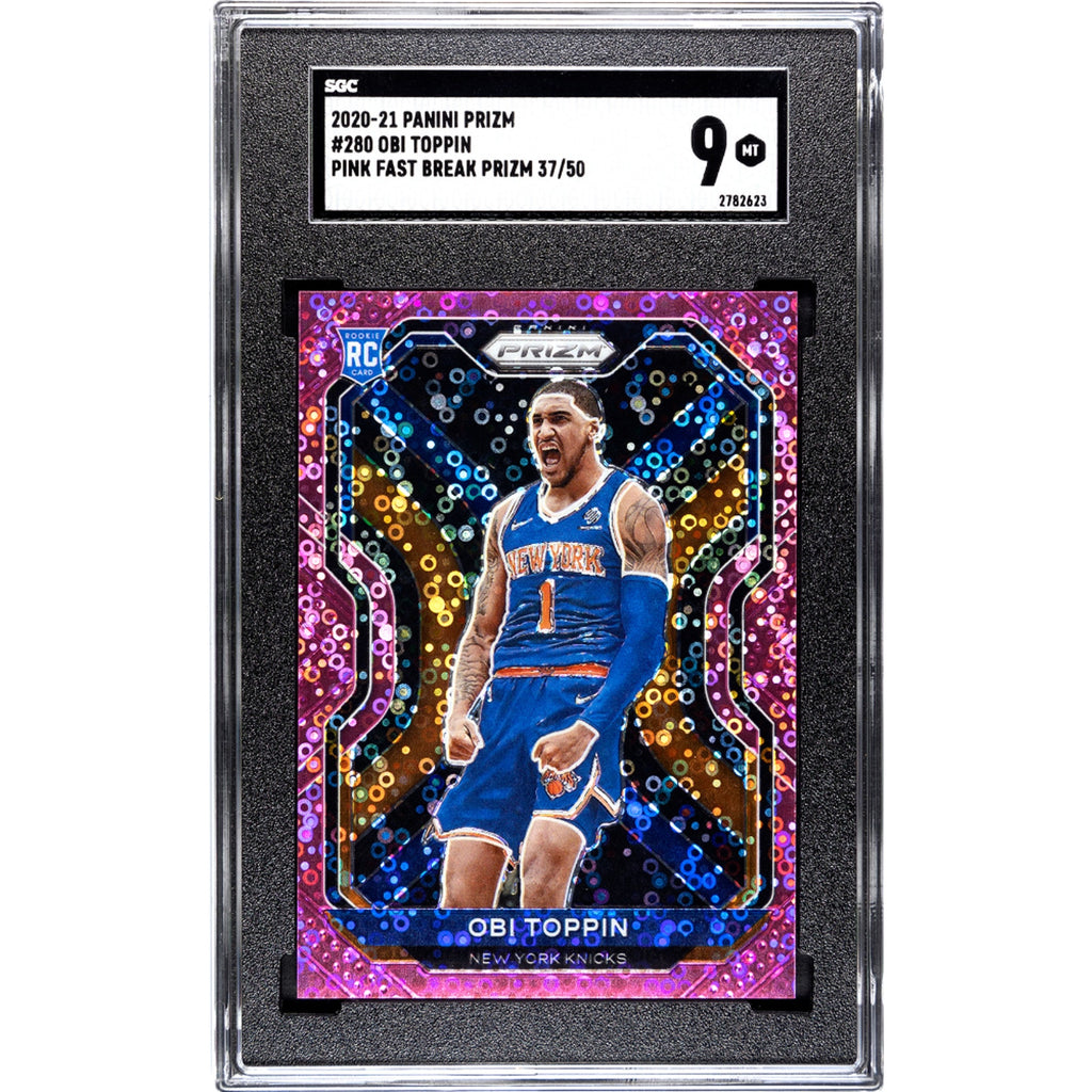 Obi Toppin 2021 Panini Pink Fast Break Prizm RC /50 #280 SGC Graded 9 MT
