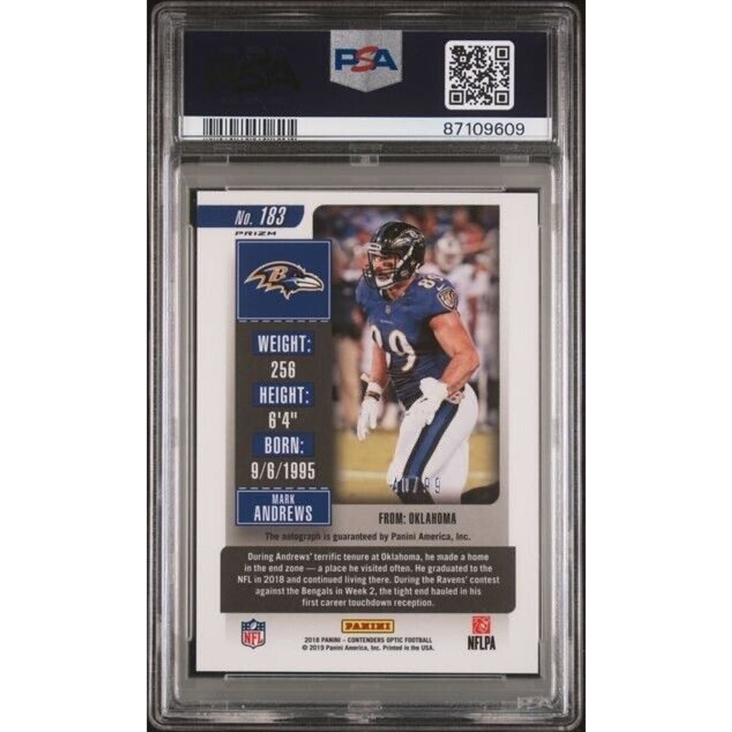 2018 Panini Contenders Optic Mark Andrews Purple Auto #183 RC Rookie /99 PSA 10
