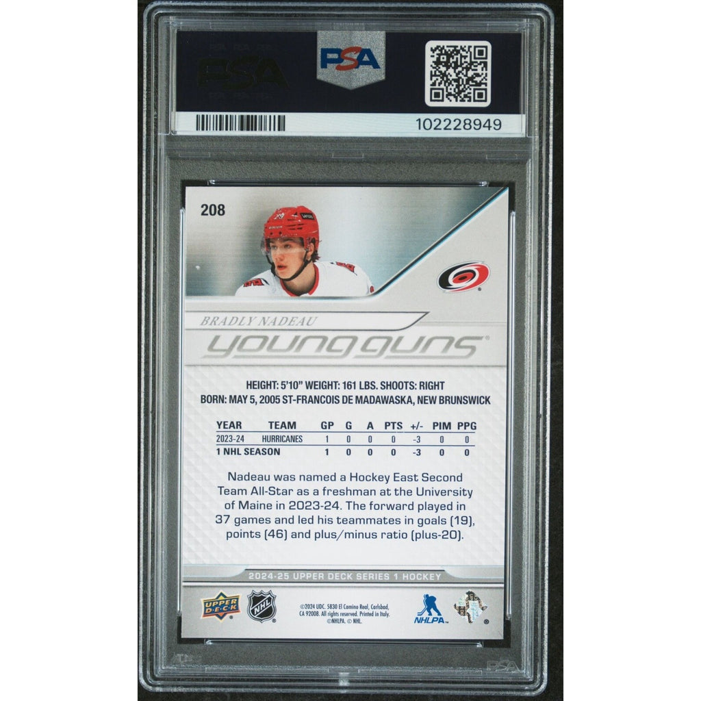 2024-25 Upper Deck Series 1 - Young Guns #208 Bradly Nadeau PSA 9 (YG) (RC)