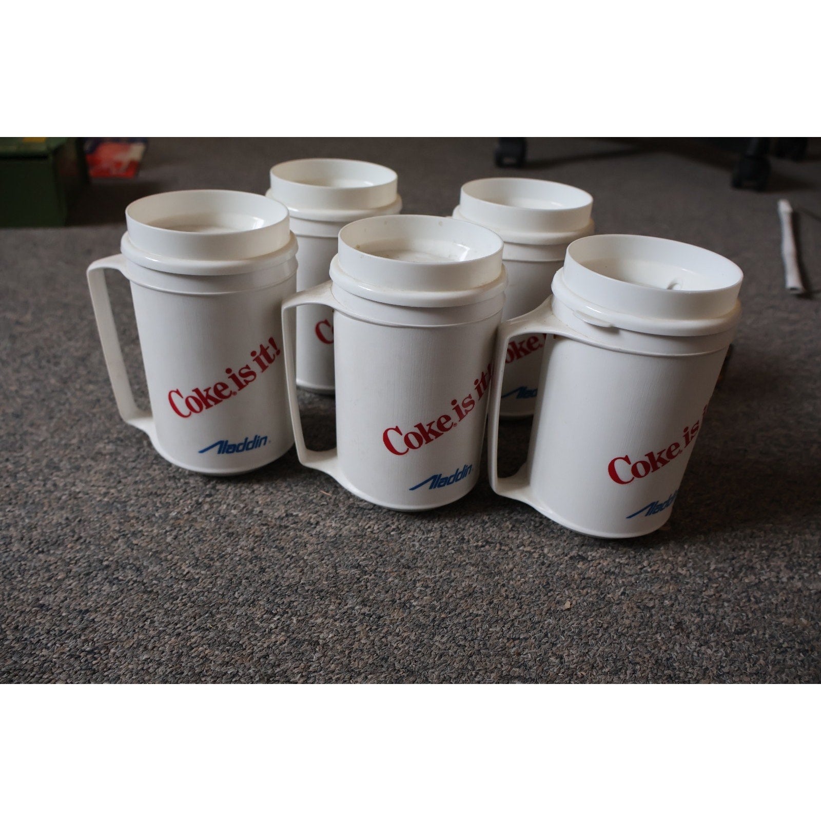 Lot Of 5 Washington Capitals Vintage 1984 10th Anniversary Plastic Mugs W/ Cover
