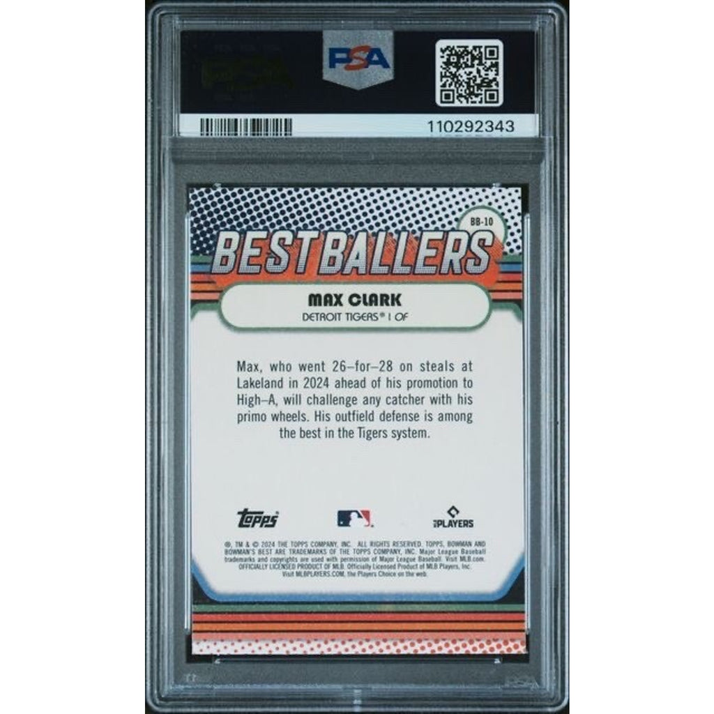 2024 BOWMAN'S BEST BEST BALLERS #BB10 MAX CLARK PSA 9 Mint Rookie Detroit Tigers