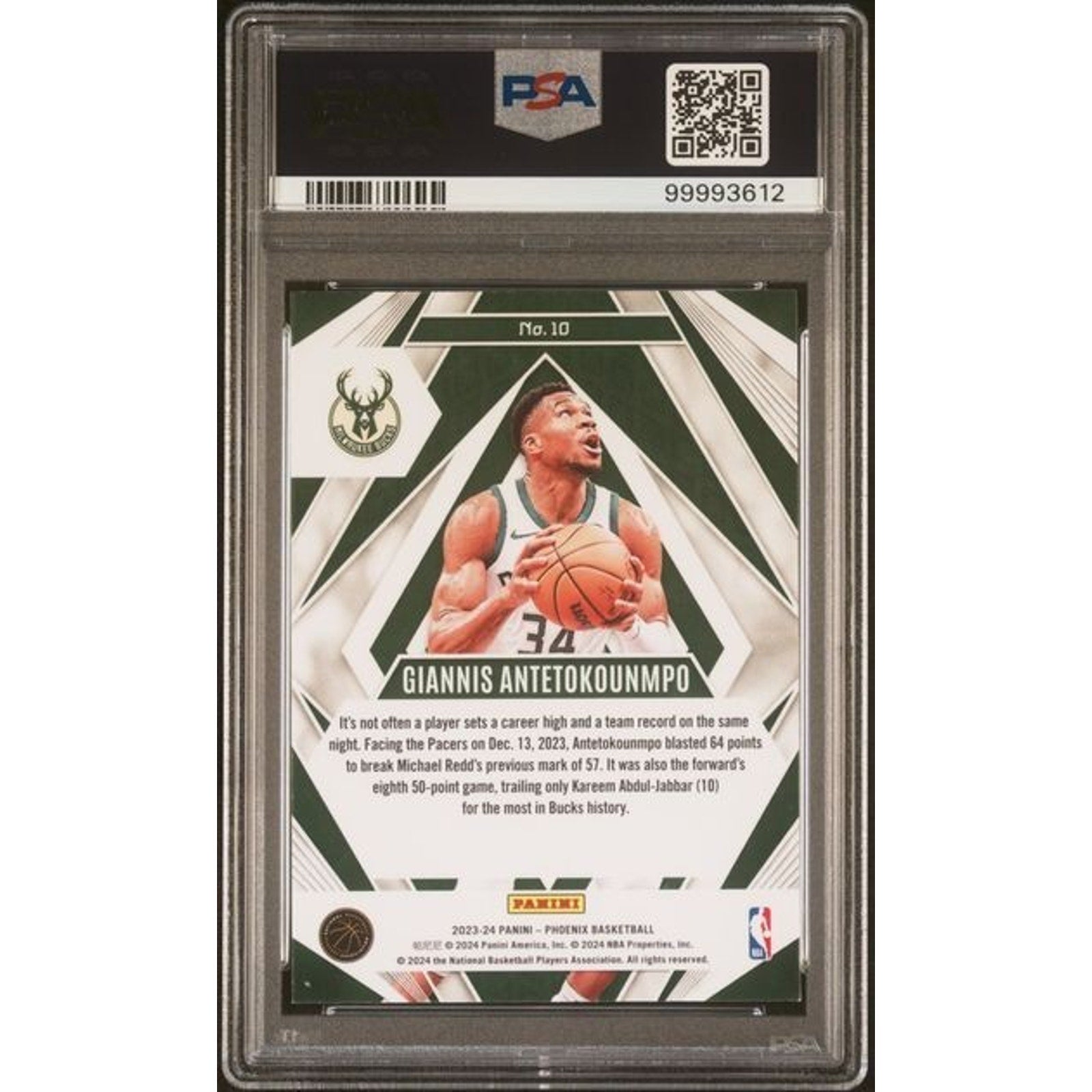 2023 Phoenix Giannis Antetokounmpo Paragon Blue Ice #10 PSA 9 Mint Bucks